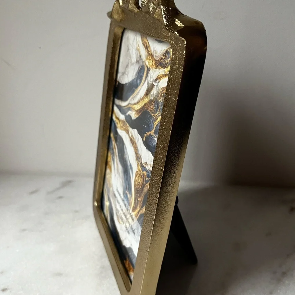 Gold metal bow on top Photo Frame for 5”x7” Victorian style